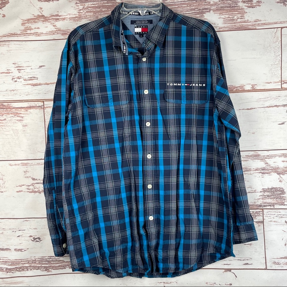 Vintage Tommy Jeans Plaid Button Shirt Large